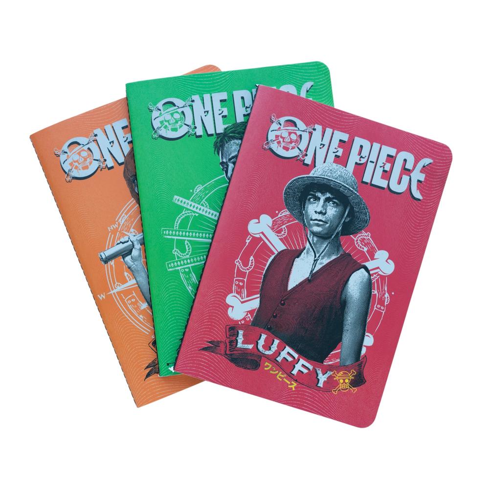 Grupo Erik One Piece - Netflix Monkey D. Luffy, Roronoa Zoro And Nami Pack Of 3 A5 Carnet de notes - Multicolore